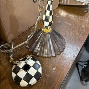 MacKenzie-Childs Checkered Pendant with Gold and Black Accents